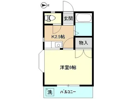 江田ハイツ(1K/2階)の間取り写真