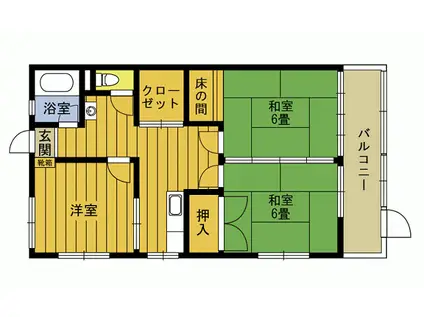 若草コーポ(3DK/1階)の間取り写真