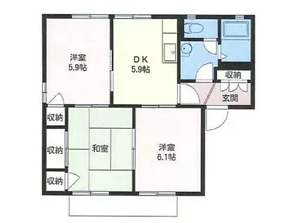 カデンツァD(3K/2階)の間取り写真