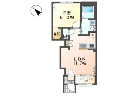 フレール 達(1LDK/1階)の間取り写真