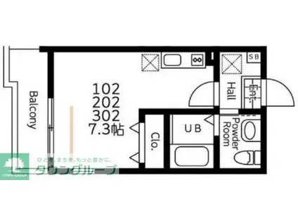ハーミットクラブハウス西谷A号棟(ワンルーム/3階)の間取り写真