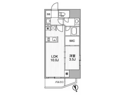 ディームス上野(1LDK/6階)の間取り写真