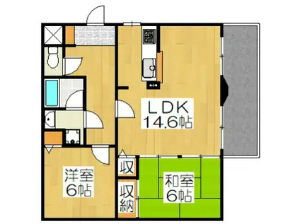 グランドパレス北園(2LDK/2階)の間取り写真