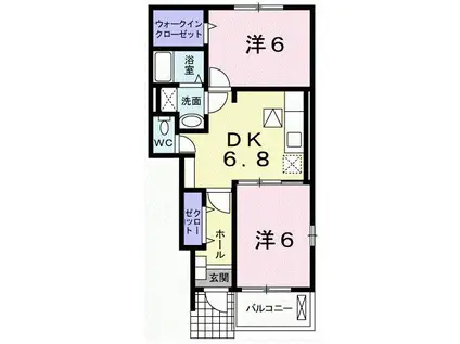 グラン・メランジュIII(2DK/1階)の間取り写真