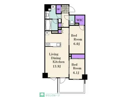 クレヴィア西馬込(2LDK/2階)の間取り写真