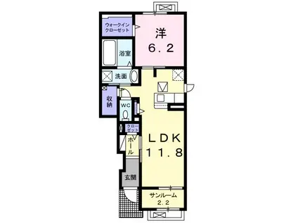 クラージュK I(1LDK/1階)の間取り写真