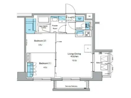 ルフォンプログレ押上イースト ルフォンプログレ押上イースト(2LDK/4階)の間取り写真
