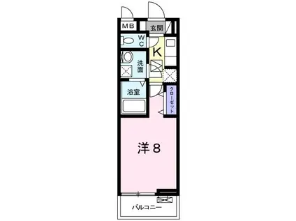 ヴェルテックス(1K/1階)の間取り写真