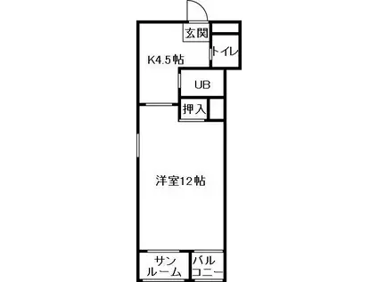 スプリングフラット(1K/2階)の間取り写真