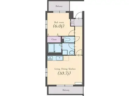 サングレースI(1LDK/3階)の間取り写真
