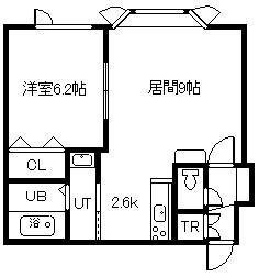 ロワールD(1LDK/1階)の間取り写真