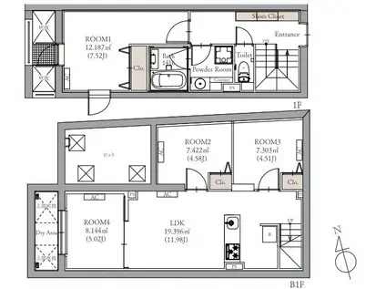 BLANCCOURT中野新橋(4LDK/1階)の間取り写真