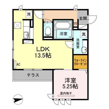 ハピネス2(1LDK/1階)の間取り写真