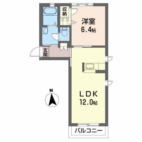 ツインフォール(1LDK/2階)の間取り写真