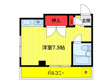 ハイツ落合(ワンルーム/3階)の間取り写真