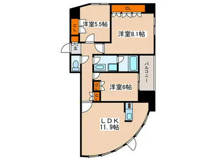 アーデン宮の森(3LDK/8階)の間取り写真