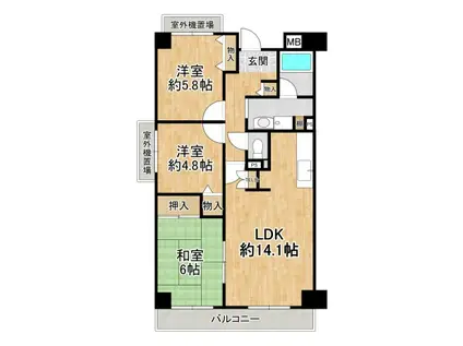 サンモール神田(3LDK/2階)の間取り写真