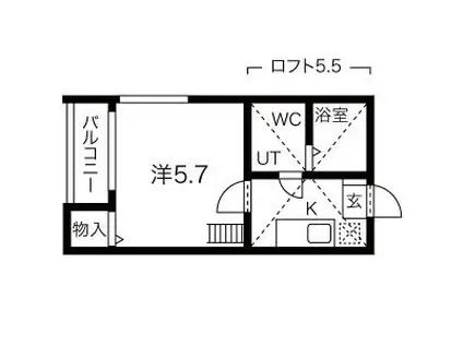 グレイスあおなみ(1SK/1階)の間取り写真