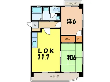 メゾンかおる(2LDK/2階)の間取り写真