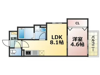 D PORTA ANNEX(1LDK/3階)の間取り写真