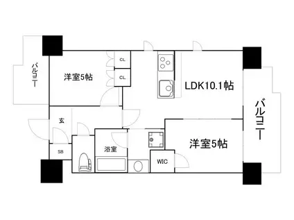 SK RESIDENCES SHINSAIBASHI 旧SK RES(2LDK/3階)の間取り写真