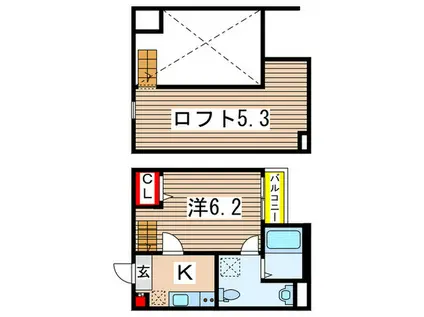フロルクオーレ(1K/2階)の間取り写真
