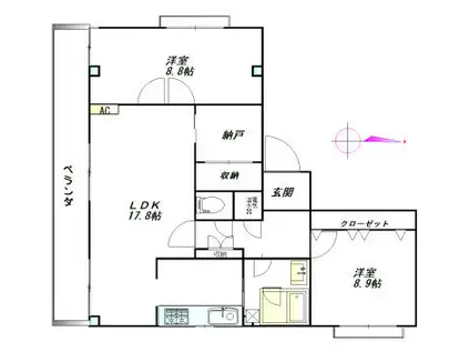 石橋ビル(2SLDK/3階)の間取り写真