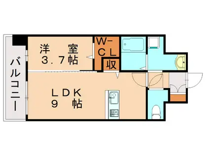 SOLUNA旦過 マーケットプレイス(1LDK/11階)の間取り写真