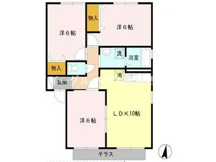 セジュール本鳥栖A(3LDK/1階)の間取り写真