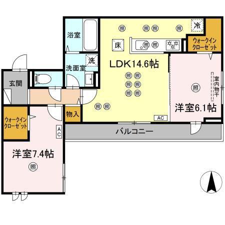 フェリックス(2LDK/1階)の間取り写真