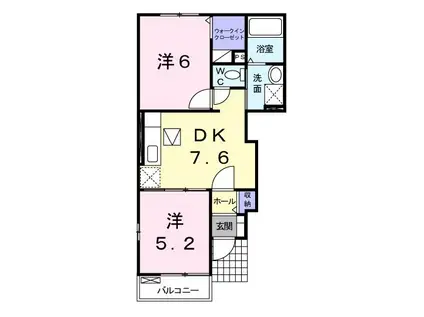 ウェル・ビー・ウエストB(2DK/1階)の間取り写真