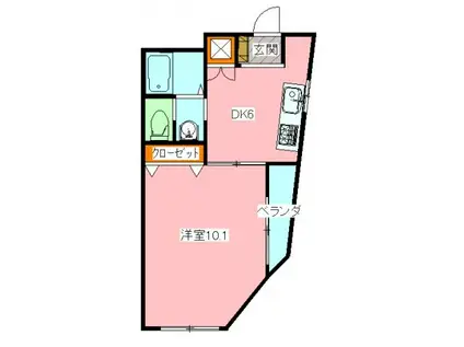 ディオン石原(1DK/4階)の間取り写真