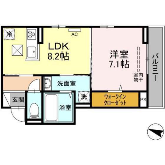 リュトモス西旭(1LDK/1階)の間取り写真