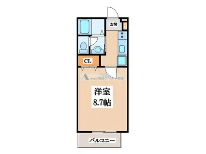 グランシャリオB(1K/1階)の間取り写真