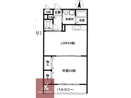 チャコーレ岡本(1LDK/3階)の間取り写真