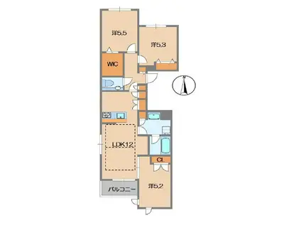 ヴィラ・ルミエール(3LDK/2階)の間取り写真