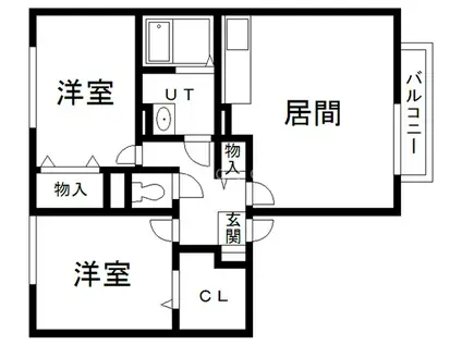 パルーシアA(2LDK/1階)の間取り写真