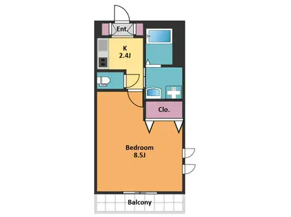 ブランプラス(1K/2階)の間取り写真