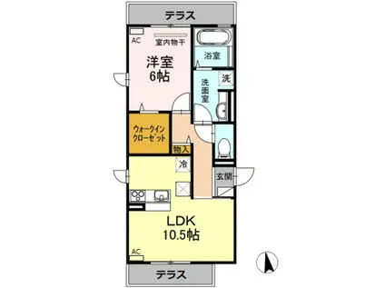 フローレンA・B棟A棟(1LDK/1階)の間取り写真