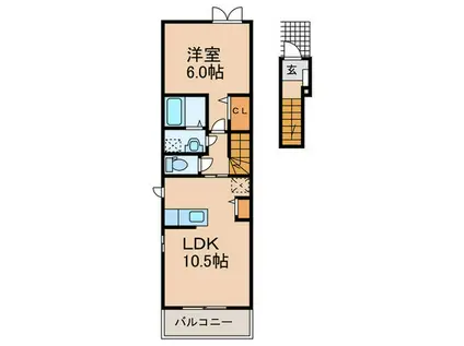 BRISE OGAWA(1LDK/2階)の間取り写真
