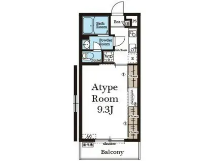 SUNエースIII(1K/2階)の間取り写真