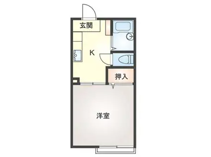 フラットクレッセントII(1K/1階)の間取り写真