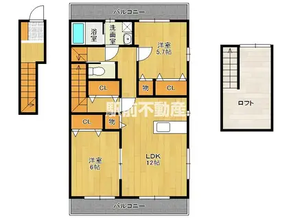 ブルームプレイス(2LDK/2階)の間取り写真