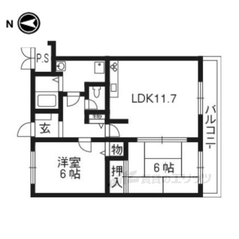 ハイツモアライフ(2LDK/2階)の間取り写真