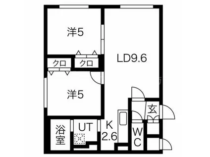 クラリス菊水II(2LDK/2階)の間取り写真