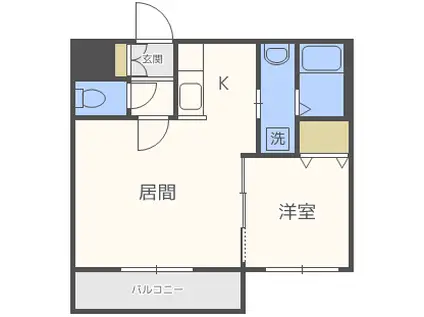 ミルスリール発寒(1LDK/3階)の間取り写真