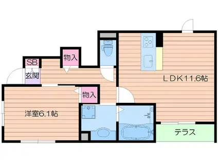 レユシール(1LDK/1階)の間取り写真