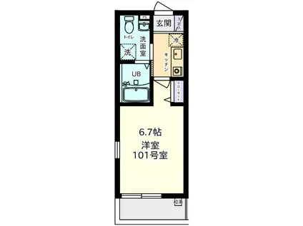 Jテラス東寺尾(1K/1階)の間取り写真
