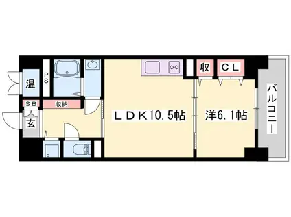 パレーブランシェ(1LDK/4階)の間取り写真