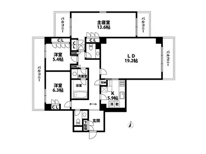 駒沢ガーデンハウス(3LDK/3階)の間取り写真